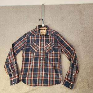 Vintage Hollister Men's snap front plaid shirt Size Medium